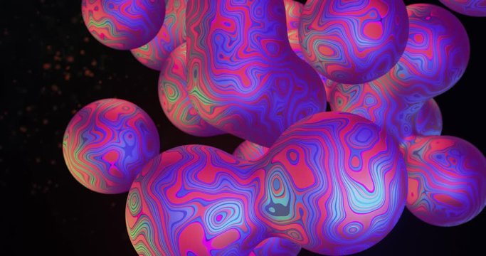 wellenf&ouml;rmige Muster auf wabernden Blasen, 4K / 3D Animation