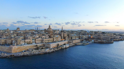 Fototapeta na wymiar Aerial view over the city of Valletta - the capital city of Malta - aerial photography