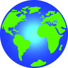 Fototapeta na wymiar Earth globe in vector illustration with planet, continents and ocean