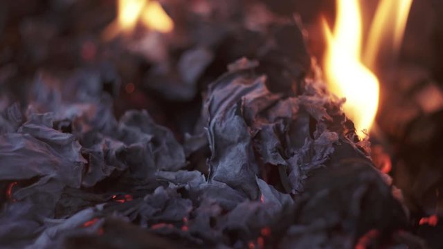 Burning charcoal paper