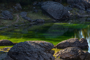 Naklejka na ściany i meble The Double Lakes in Valley of the Triglav Lakes, close up