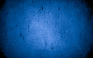 Old wall pattern texture cement blue dark abstract  blue color design are light with black gradient background.