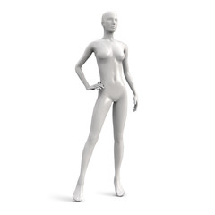 Vector female mannequin of white color. Front side. - obrazy, fototapety, plakaty