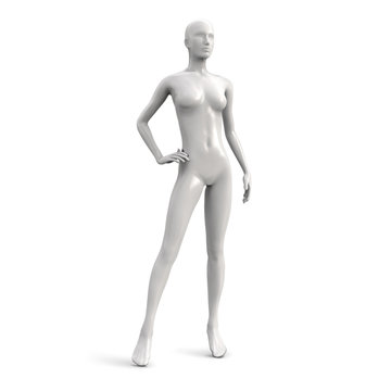 Vector female mannequin of white color. Front side.