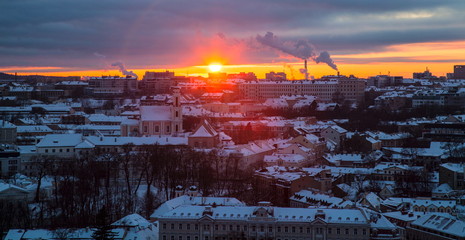 Sunset over the city