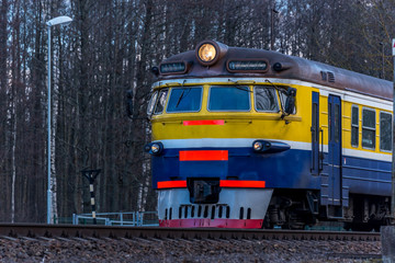 Naklejka premium Old Soviet Era Electric Train in Riga Latvia