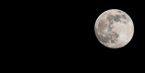 Closeup of a Full Moon in a Black Sky