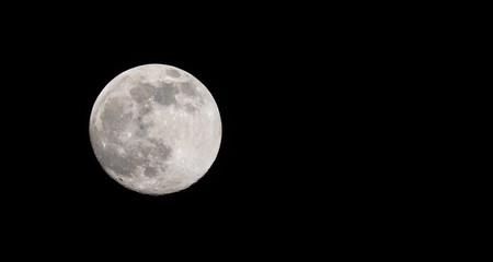 Closeup of a Full Moon in a Black Sky