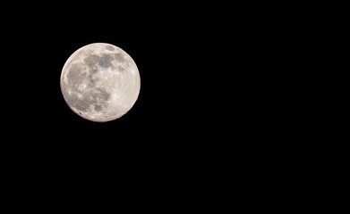 Closeup of a Full Moon in a Black Sky