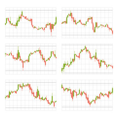 Business Candle Stick Set. Trading Graph Chart on White Background. Vector