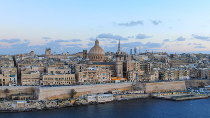 Aerial view over the city of Valletta - the capital city of Malta - aerial photography