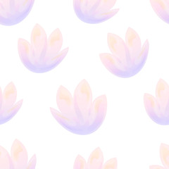Fototapeta na wymiar Seamless floral pattern. Vector image of a lotus in a watercolor style. Flowers isolated on a white background.