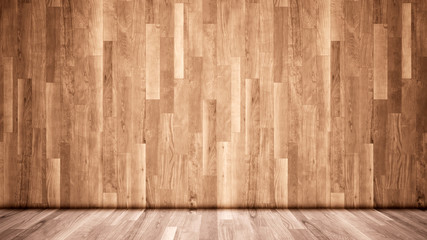 Fototapeta na wymiar Concept or conceptual vintage or grungy brown background of natural wood or wooden old texture floor and wall as a retro pattern layout. A 3d illustration metaphor to time, material, emptiness, age 