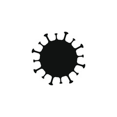 Coronavirus icon. Virus disease symbol. Influenza epidemic logo. Covid-19 sign. Black silhouette isolated on white background. Vector illustration image.