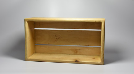 Handmade wooden box on gray background