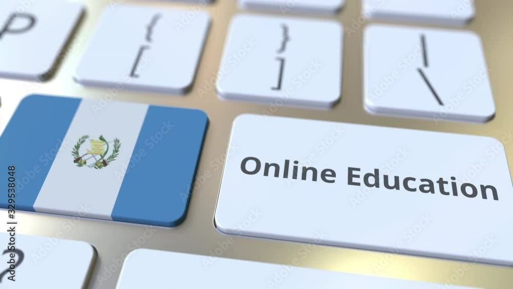 Aufkleber online education text and flag of guatemala on the buttons on the computer keyboard. modern professi