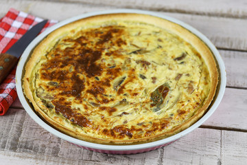 tarte entière au poulet et champignons