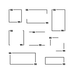 Quote box frame SET2 for the great design of speech quotation marks. Templates of texting black line quote frames for definition, remark, and citation design. Retro vector marks rectangle collection