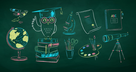 Set of education symbol objects