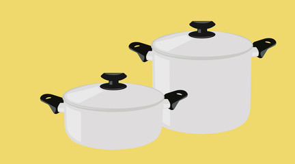 Vector Illustration of two Cooking Pots