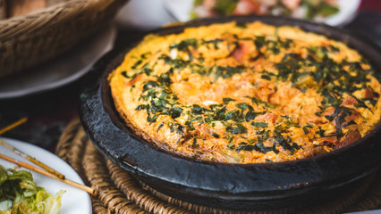 Close up of Traditional Moroccan Berber Omelette