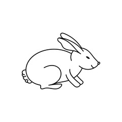 White and black Rabbit. Coloring book. silhouette