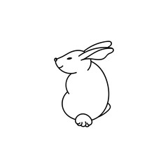 White and black Rabbit. Coloring book. silhouette