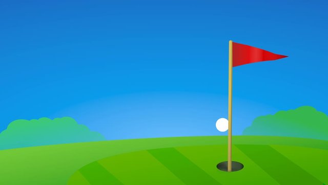 Trajectoire de balle de golf	arrivant pr&eacute;cis&eacute;ment dans le trou
