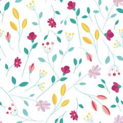 Colored floral pattern on a white background. Summer flowers