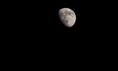 Closeup of a Three Quarter Moon in a Black Sky