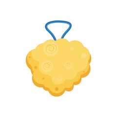 Bodywash yellow bathroom sponge . Vector illustration
