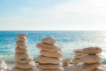 Zen stones on the beach - summertime and good vibes.