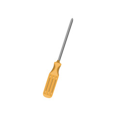 Cartoon yellow screwdriver tool . Vector illustration