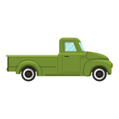 Cartoon green farm truck. Vector illustration