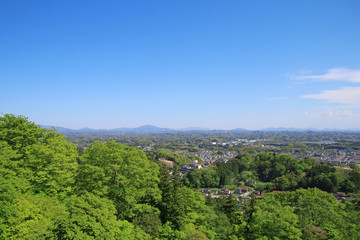 Fototapeta na wymiar 霞ヶ城天守台からの眺め（福島県・二本松市）