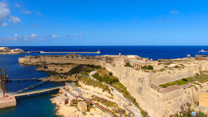 Naklejka premium Kalkara Malta and Fort Rikasoli from above - aerial photography