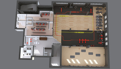 3d plan fitness style room