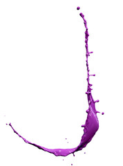 Isolated shot of purple paint splash on white background