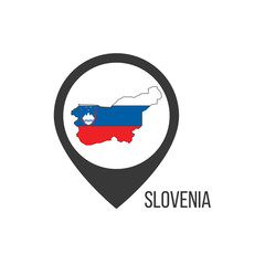 Map pointers with contry Slovenia. Slovenia flag. Stock vector illustration isolated on white background.