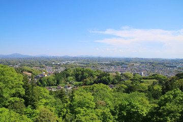 Fototapeta na wymiar 霞ヶ城天守台からの眺め（福島県・二本松市）