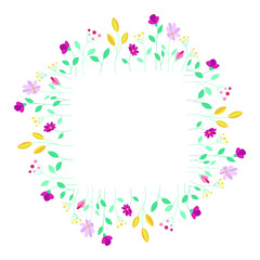 Floral square frame isolated on a white background