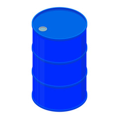 Barrel, blue color, isometric design. 3D Render. Vector illustration.