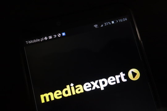 KONSKIE, POLAND - SEPTEMBER 01, 2018: Media Expert logo displayed on a modern smartphone