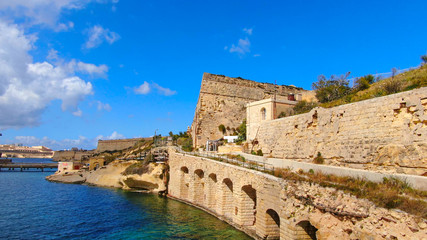 Famous Fort Rikasoli in Kalkara Malta from above - aerial photography