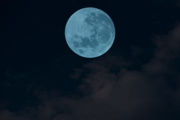 Fototapeta na wymiar Full moon on night sky.