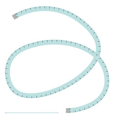 Illustration, vector pattern - blue tailor meter, centimeter - isolate on a white background.