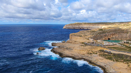 Aerial view over Dwerja Bay on the island of Gozo Malta - aerial photography