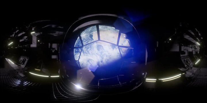 vr 360 camera moving inside a spaceship tunnel. ready for use in vr360 virtual reality