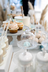 candy bar with balls, macaroon on candy bar