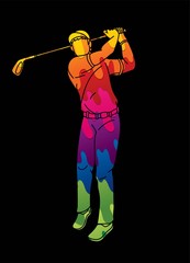 Golf player Golfer action cartoon sport graphic vector.